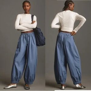 NWT Anthropologie The Mossa Pants Slate Blue MEDIUM Boho Lagenlook Cottagecore